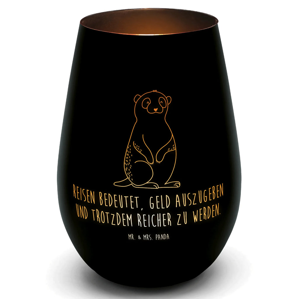 Gold Windlicht Erdmännchen Windlicht, Teelicht, Graviertes Windlicht, Windlicht Gravur, Kerze, Windlicht aus Glas, Teelicht aus Glas, Afrika, Wildtiere, Erdmännchen, Reisen, Spruch, Weltreise, Afrikareise, Roadtrip, Traveling