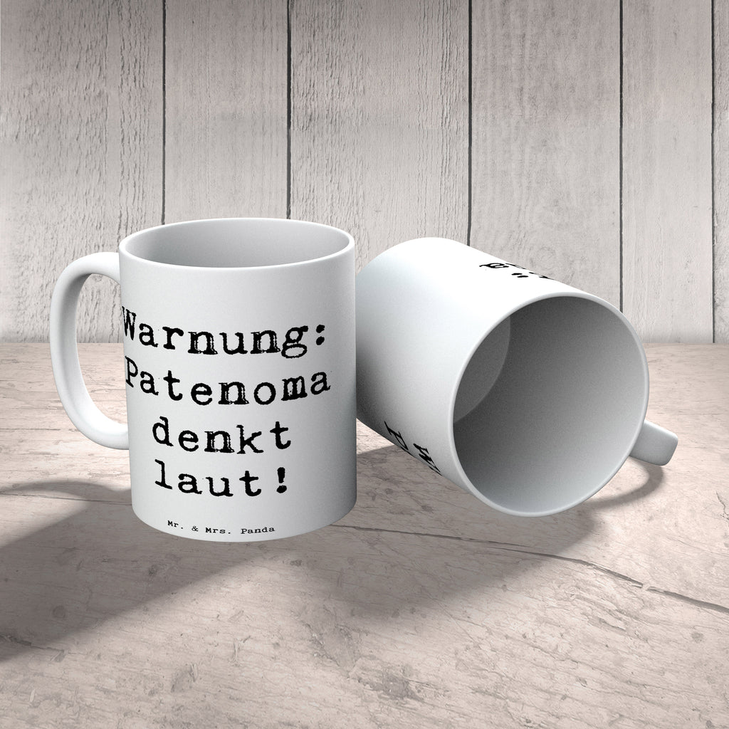 Tasse Warnung: Patenoma denkt laut! Tasse, Kaffeetasse, Teetasse, Becher, Kaffeebecher, Teebecher, Keramiktasse, Porzellantasse, Büro Tasse, Geschenk Tasse, Tasse Sprüche, Tasse Motive