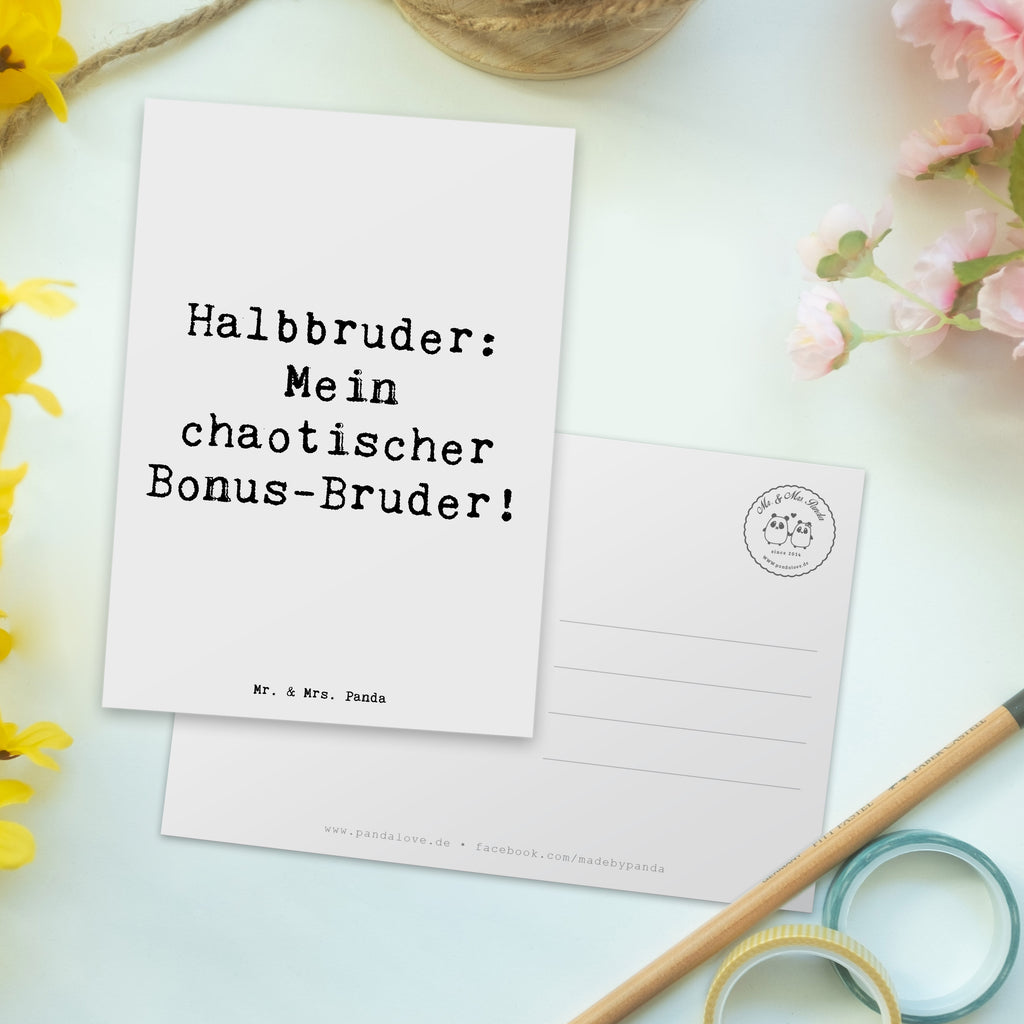 Postkarte Spruch Halbbruder Chaos Postkarte, Karte, Geschenkkarte, Grußkarte, Einladung, Ansichtskarte, Geburtstagskarte, Einladungskarte, Dankeskarte, Ansichtskarten, Einladung Geburtstag, Einladungskarten Geburtstag, Familie, Vatertag, Muttertag, Bruder, Schwester, Mama, Papa, Oma, Opa