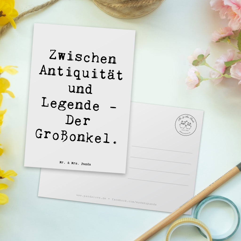 Postkarte Spruch Zwischen Antiquität und Legende - Der Großonkel. Postkarte, Karte, Geschenkkarte, Grußkarte, Einladung, Ansichtskarte, Geburtstagskarte, Einladungskarte, Dankeskarte, Ansichtskarten, Einladung Geburtstag, Einladungskarten Geburtstag, Familie, Vatertag, Muttertag, Bruder, Schwester, Mama, Papa, Oma, Opa