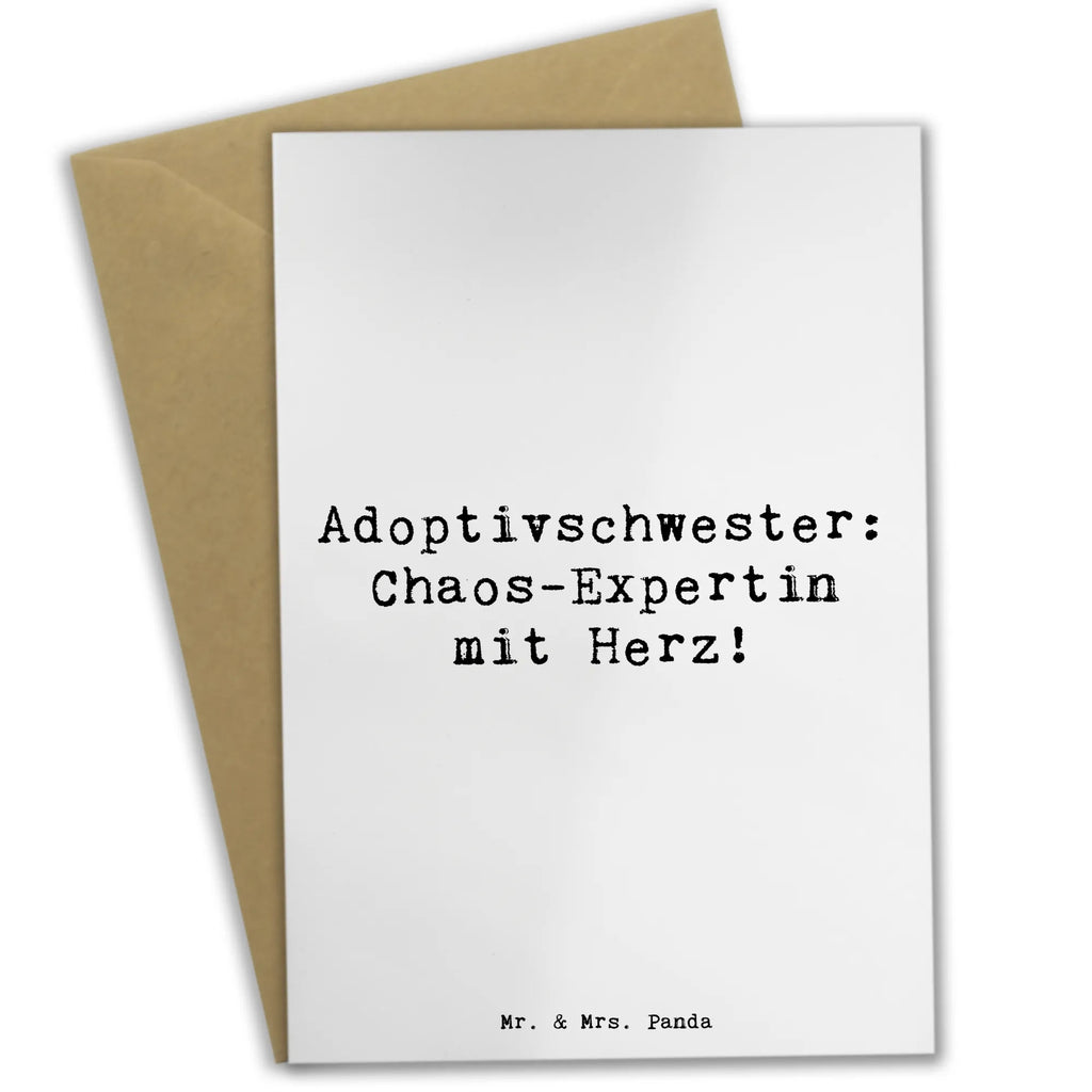 Grußkarte Spruch Adoptivschwester Chaos Grußkarte, Klappkarte, Einladungskarte, Glückwunschkarte, Hochzeitskarte, Geburtstagskarte, Karte, Ansichtskarten, Familie, Vatertag, Muttertag, Bruder, Schwester, Mama, Papa, Oma, Opa