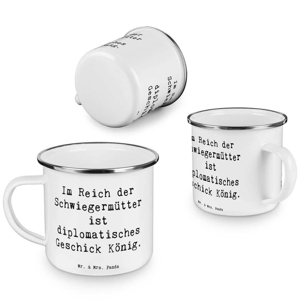 Camping Emaille Tasse Diplomatie Schwiegermutter Campingtasse, Trinkbecher, Metalltasse, Outdoor Tasse, Emaille Trinkbecher, Blechtasse Outdoor, Emaille Campingbecher, Edelstahl Trinkbecher, Metalltasse für Camping, Kaffee Blechtasse, Camping Tasse Metall