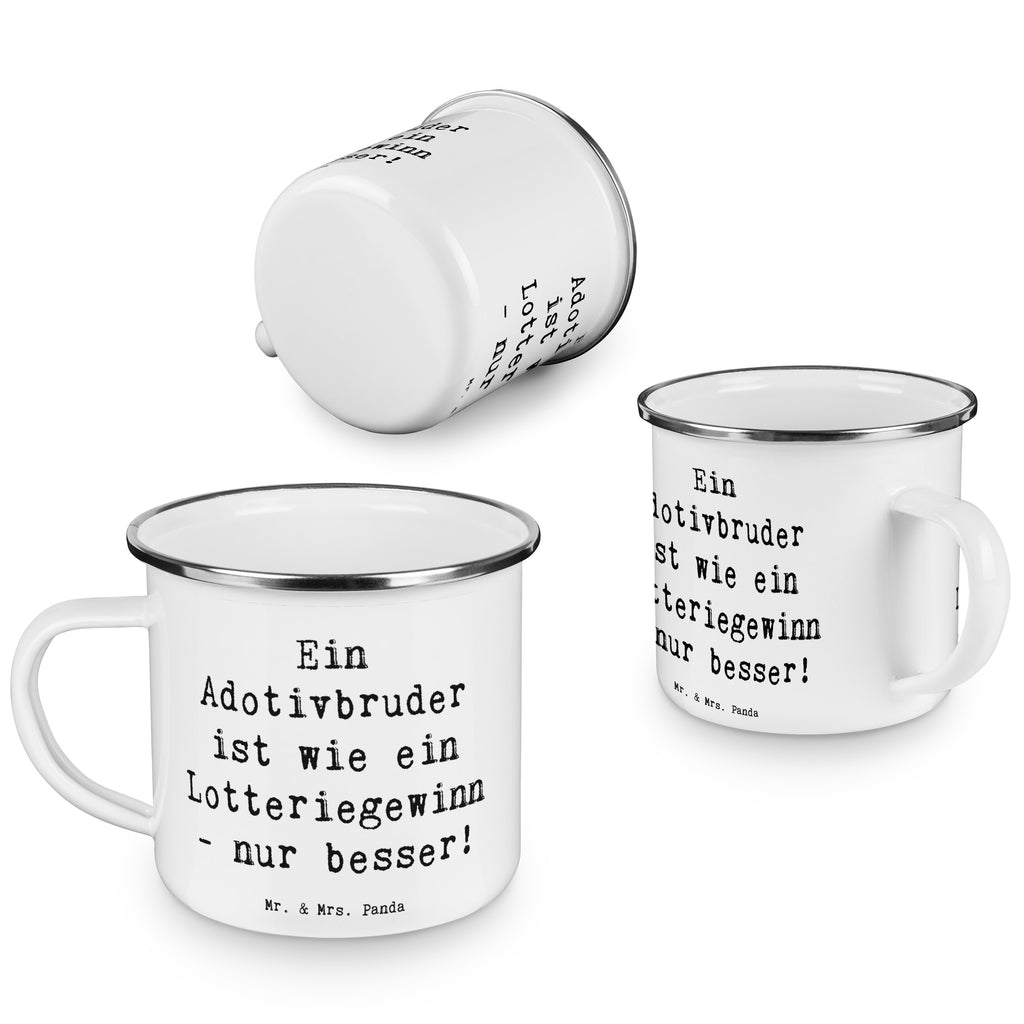 Camping Emaille Tasse Ein Adotivbruder ist wie ein Lotteriegewinn - nur besser! Campingtasse, Trinkbecher, Metalltasse, Outdoor Tasse, Emaille Trinkbecher, Blechtasse Outdoor, Emaille Campingbecher, Edelstahl Trinkbecher, Metalltasse für Camping, Kaffee Blechtasse, Camping Tasse Metall