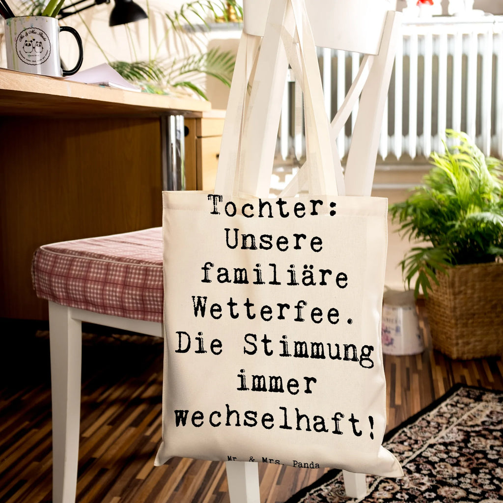 Tragetasche Spruch Tochter Wetterfee Beuteltasche, Beutel, Einkaufstasche, Jutebeutel, Stoffbeutel, Tasche, Shopper, Umhängetasche, Strandtasche, Schultertasche, Stofftasche, Tragetasche, Badetasche, Jutetasche, Einkaufstüte, Laptoptasche, Familie, Vatertag, Muttertag, Bruder, Schwester, Mama, Papa, Oma, Opa