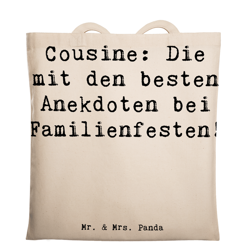 Tragetasche Spruch Cousine Anekdoten Beuteltasche, Beutel, Einkaufstasche, Jutebeutel, Stoffbeutel, Tasche, Shopper, Umhängetasche, Strandtasche, Schultertasche, Stofftasche, Tragetasche, Badetasche, Jutetasche, Einkaufstüte, Laptoptasche, Familie, Vatertag, Muttertag, Bruder, Schwester, Mama, Papa, Oma, Opa