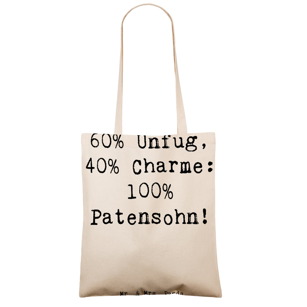 Tragetasche Spruch Patensohn Charme Beuteltasche, Beutel, Einkaufstasche, Jutebeutel, Stoffbeutel, Tasche, Shopper, Umhängetasche, Strandtasche, Schultertasche, Stofftasche, Tragetasche, Badetasche, Jutetasche, Einkaufstüte, Laptoptasche, Familie, Vatertag, Muttertag, Bruder, Schwester, Mama, Papa, Oma, Opa