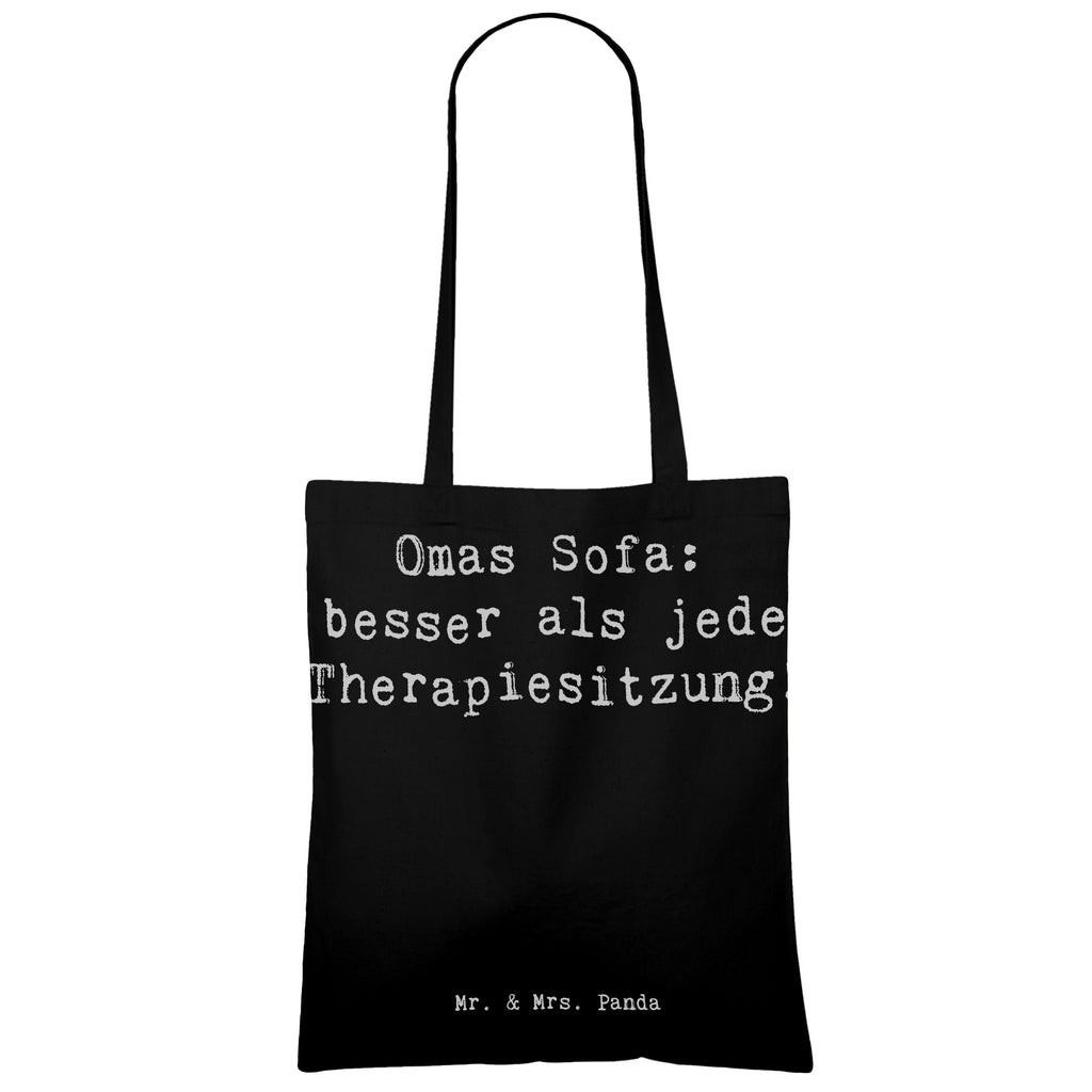 Tragetasche Spruch Omas Sofa: besser als jede Therapiesitzung! Beuteltasche, Beutel, Einkaufstasche, Jutebeutel, Stoffbeutel, Tasche, Shopper, Umhängetasche, Strandtasche, Schultertasche, Stofftasche, Tragetasche, Badetasche, Jutetasche, Einkaufstüte, Laptoptasche, Familie, Vatertag, Muttertag, Bruder, Schwester, Mama, Papa, Oma, Opa