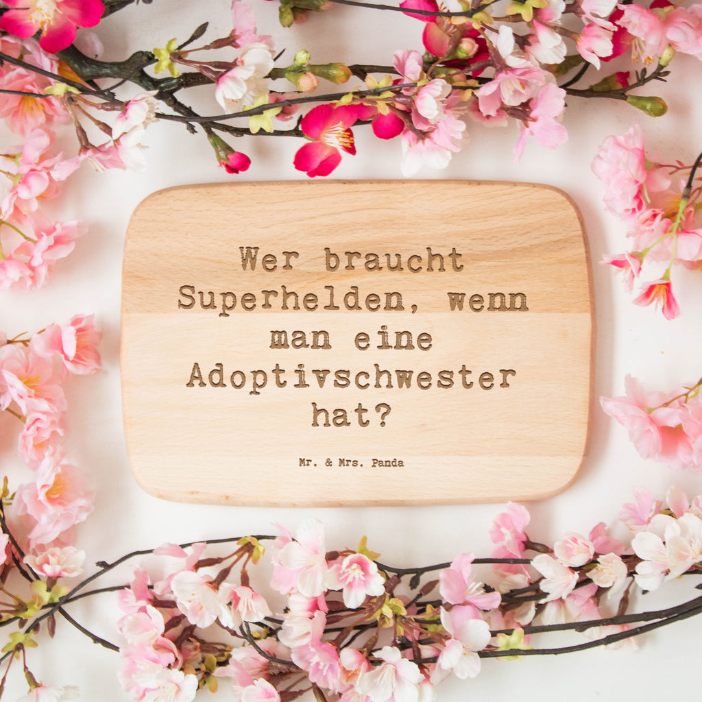 Frühstücksbrett Superhelden Adoptivschwester Frühstücksbrett, Holzbrett, Schneidebrett, Schneidebrett Holz, Frühstücksbrettchen, Küchenbrett, Familie, Vatertag, Muttertag, Bruder, Schwester, Mama, Papa, Oma, Opa