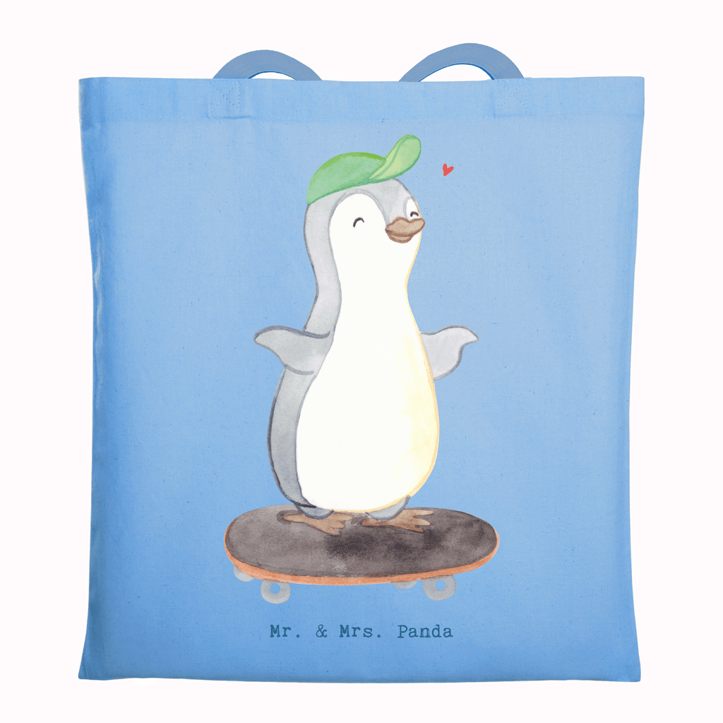 Tragetasche Pinguin Skateboarden Tage Beuteltasche, Beutel, Einkaufstasche, Jutebeutel, Stoffbeutel, Tasche, Shopper, Umhängetasche, Strandtasche, Schultertasche, Stofftasche, Tragetasche, Badetasche, Jutetasche, Einkaufstüte, Laptoptasche, Geschenk, Sport, Sportart, Hobby, Schenken, Danke, Dankeschön, Auszeichnung, Gewinn, Sportler, Skateboarden, Skateboard fahren, Skaten, Skateboard, Skateplatz