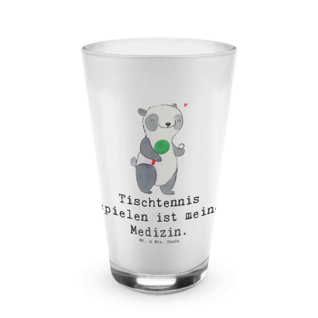 Glas Panda Tischtennis Cappuccino Glas, Glas, Cappuccino Tasse, Latte Macchiato, Geschenk, Sport, Sportart, Hobby, Schenken, Danke, Dankeschön, Auszeichnung, Gewinn, Sportler, Tischtennis, Tischtennis Bund, Tischtennis Verein, Ballsport