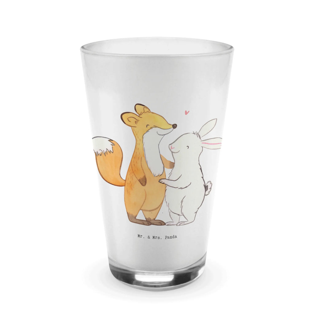 Glas Fuchs Hase Freunde treffen Cappuccino Glas, Glas, Cappuccino Tasse, Latte Macchiato, Geschenk, Sport, Sportart, Hobby, Schenken, Danke, Dankeschön, Auszeichnung, Gewinn, Sportler, Freunde treffen