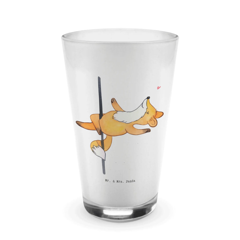 Glas Fuchs Poledance Cappuccino Glas, Glas, Cappuccino Tasse, Latte Macchiato, Geschenk, Sport, Sportart, Hobby, Schenken, Danke, Dankeschön, Auszeichnung, Gewinn, Sportler, Pole Dance, Tanzen, Tanz