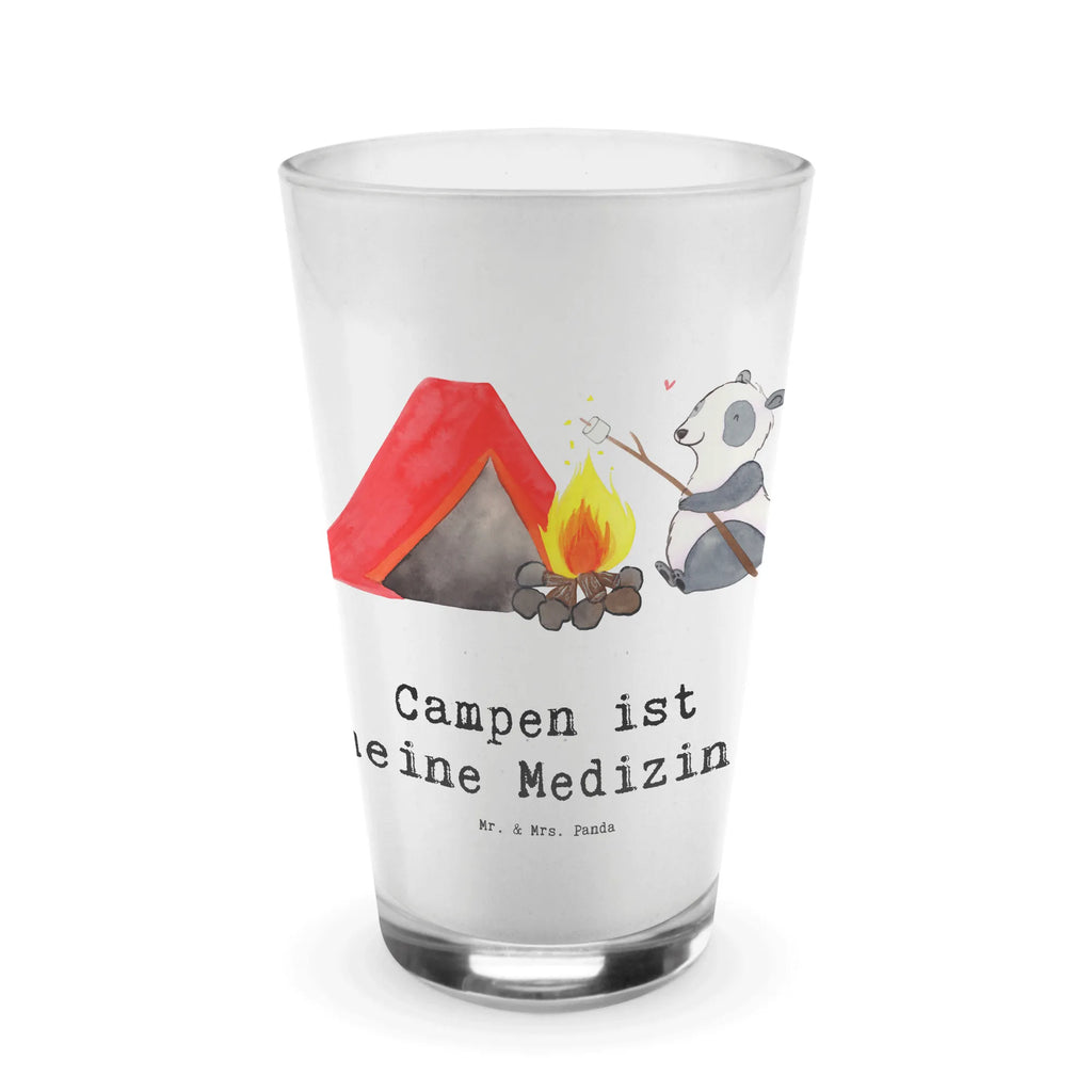 Glas Panda Campen Cappuccino Glas, Glas, Cappuccino Tasse, Latte Macchiato, Geschenk, Sport, Sportart, Hobby, Schenken, Danke, Dankeschön, Auszeichnung, Gewinn, Sportler, Campen, Camping, campen gehen, Zelten, Campingplatz