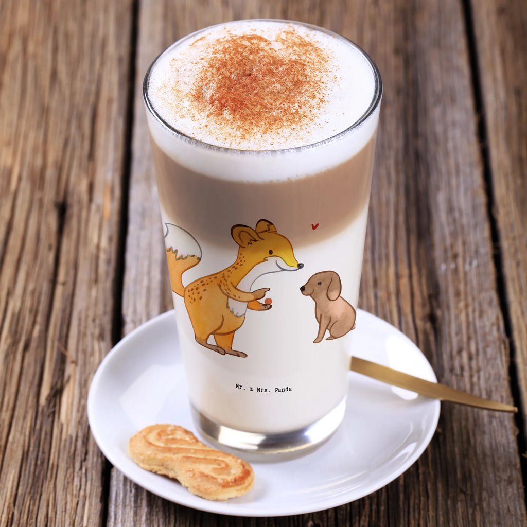 Glas Fuchs Hundetraining Cappuccino Glas, Glas, Cappuccino Tasse, Latte Macchiato, Geschenk, Sport, Sportart, Hobby, Schenken, Danke, Dankeschön, Auszeichnung, Gewinn, Sportler, Hundetraining, Hundeerziehung, Hundeschule, Welpenschule, Hundeprüfung