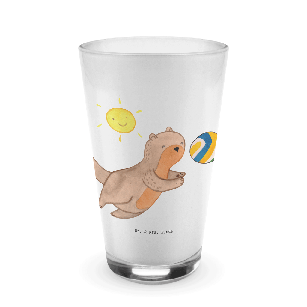 Glas Otter Beachvolleyball Cappuccino Glas, Glas, Cappuccino Tasse, Latte Macchiato, Geschenk, Sport, Sportart, Hobby, Schenken, Danke, Dankeschön, Auszeichnung, Gewinn, Sportler, Beachvolleyball, Volleyball, Ballsport, Volleyballturnier