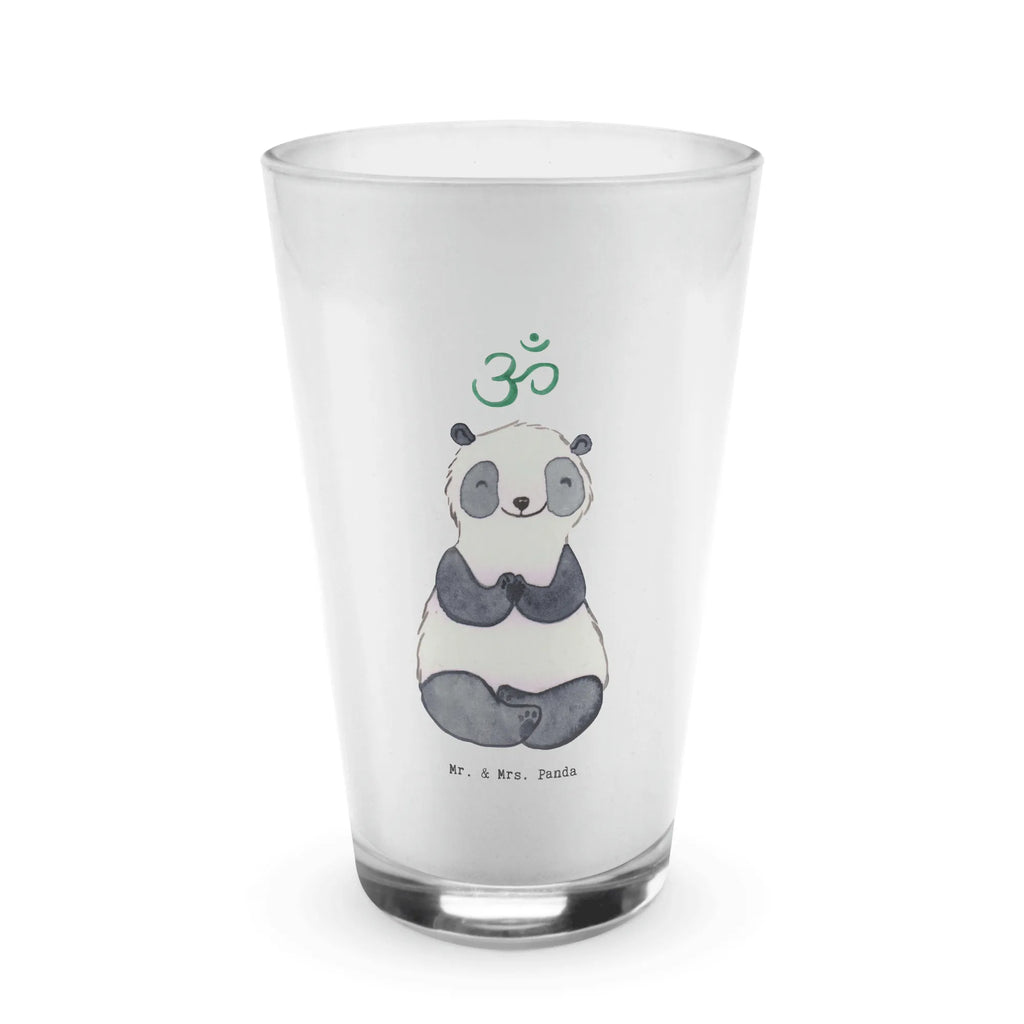 Glas Panda Meditieren Cappuccino Glas, Glas, Cappuccino Tasse, Latte Macchiato, Geschenk, Sport, Sportart, Hobby, Schenken, Danke, Dankeschön, Auszeichnung, Gewinn, Sportler, Meditieren, Meditation, Meditationskurs