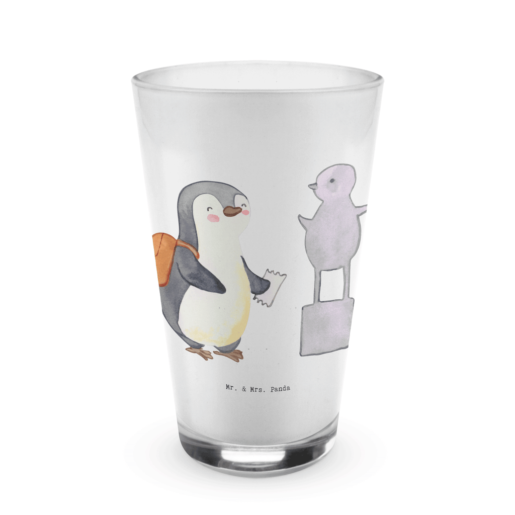 Glas Pinguin Museum besuchen Cappuccino Glas, Glas, Cappuccino Tasse, Latte Macchiato, Geschenk, Sport, Sportart, Hobby, Schenken, Danke, Dankeschön, Auszeichnung, Gewinn, Sportler, Museum besuchen, Museen