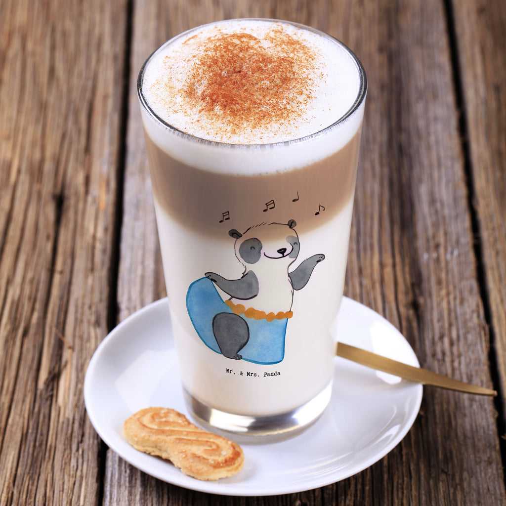 Glas Panda Bauchtanz Cappuccino Glas, Glas, Cappuccino Tasse, Latte Macchiato, Geschenk, Sport, Sportart, Hobby, Schenken, Danke, Dankeschön, Auszeichnung, Gewinn, Sportler, Bauchtanz, orientalischer Tanz, Tanzen