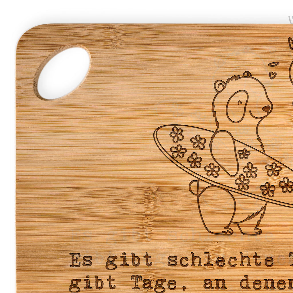 Bambus - Schneidebrett Panda Surfen Schneidebrett, Holzbrett, Küchenbrett, Frühstücksbrett, Hackbrett, Brett, Holzbrettchen, Servierbrett, Geschenk, Sport, Sportart, Hobby, Schenken, Danke, Dankeschön, Auszeichnung, Gewinn, Sportler, Wellenreiten, Surfen, Surfschule