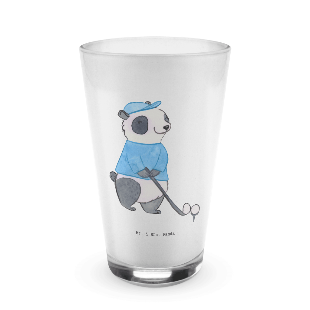 Glas Panda Golfen Cappuccino Glas, Glas, Cappuccino Tasse, Latte Macchiato, Geschenk, Sport, Sportart, Hobby, Schenken, Danke, Dankeschön, Auszeichnung, Gewinn, Sportler, Golfen, Golf spielen, Golfplatz, Golfturnier, Golf Verein