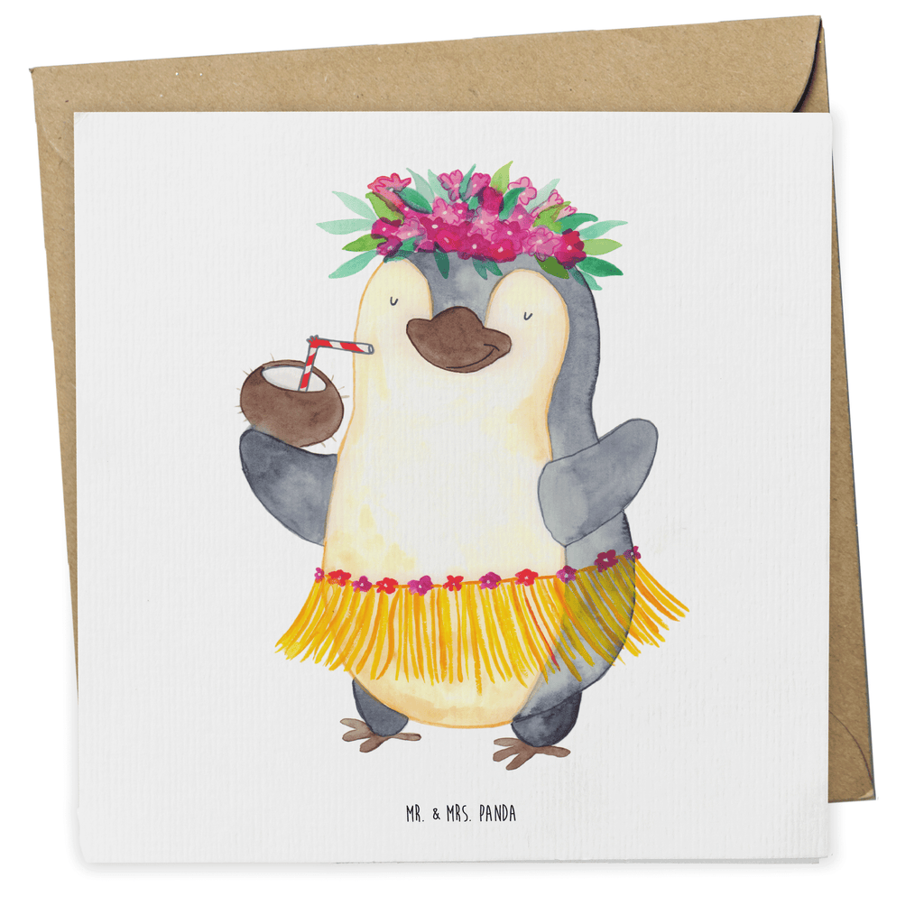 Deluxe Karte Pinguin Kokosnuss Karte, Grußkarte, Klappkarte, Einladungskarte, Glückwunschkarte, Hochzeitskarte, Geburtstagskarte, Hochwertige Grußkarte, Hochwertige Klappkarte, Pinguin, Aloha, Hawaii, Urlaub, Kokosnuss, Pinguine