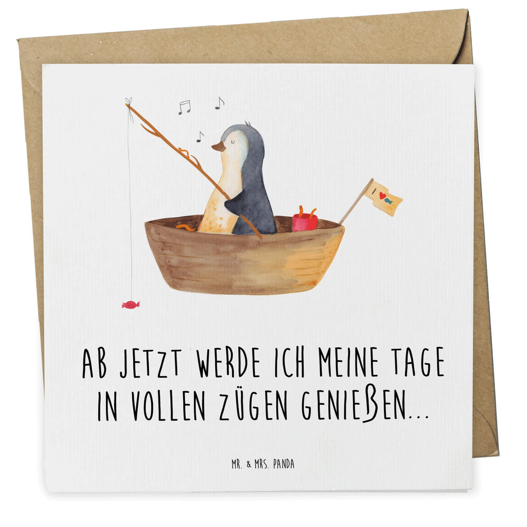 Deluxe Karte Pinguin Angelboot Karte, Grußkarte, Klappkarte, Einladungskarte, Glückwunschkarte, Hochzeitskarte, Geburtstagskarte, Hochwertige Grußkarte, Hochwertige Klappkarte, Pinguin, Pinguine, Angeln, Boot, Angelboot, Lebenslust, Leben, genießen, Motivation, Neustart, Neuanfang, Trennung, Scheidung, Geschenkidee Liebeskummer