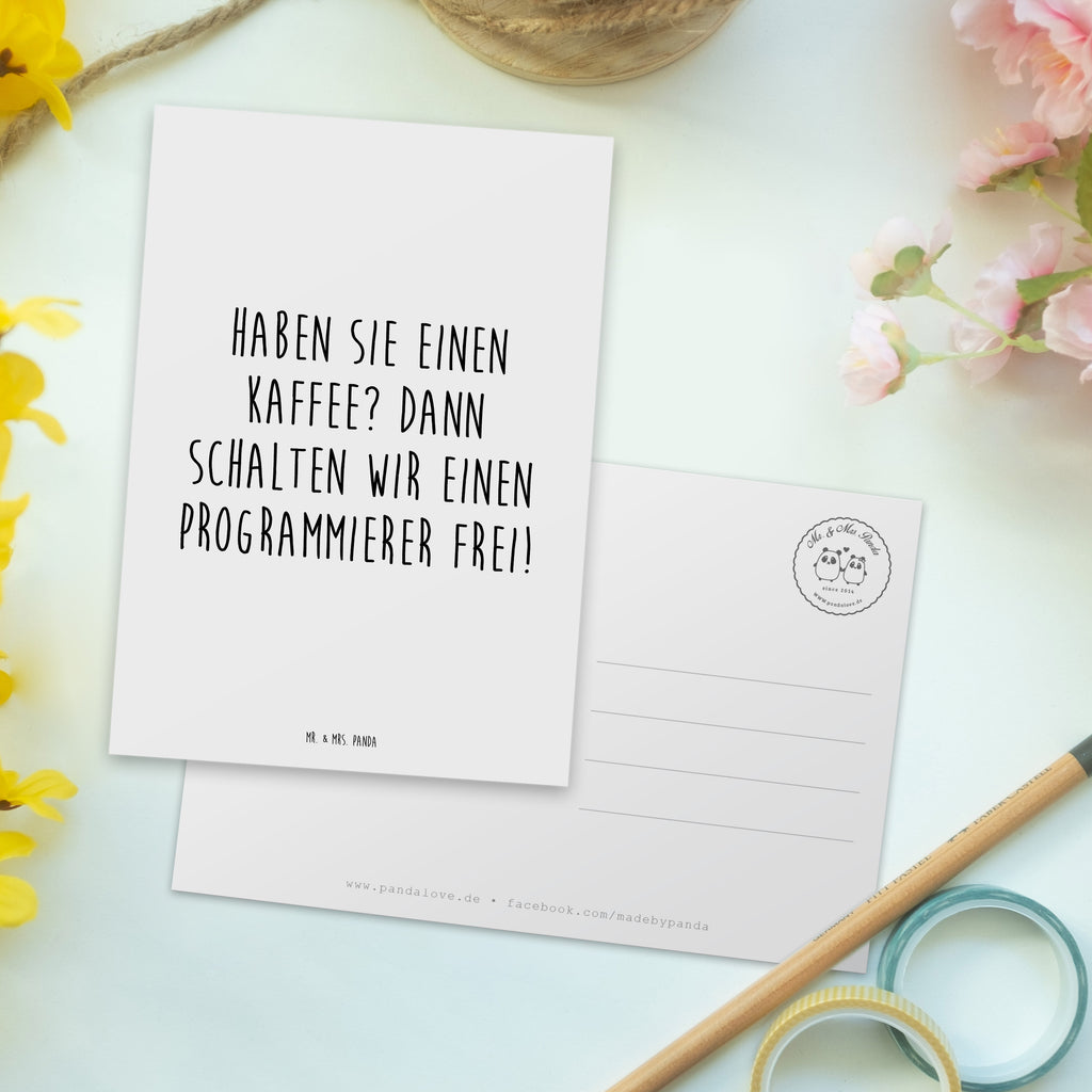 Postkarte Haben Sie einen Kaffee? Dann schalten wir einen Programmierer frei! Postkarte, Karte, Geschenkkarte, Grußkarte, Einladung, Ansichtskarte, Geburtstagskarte, Einladungskarte, Dankeskarte, Beruf, Ausbildung, Jubiläum, Abschied, Rente, Kollege, Kollegin, Geschenk, Schenken, Arbeitskollege, Mitarbeiter, Firma, Danke, Dankeschön