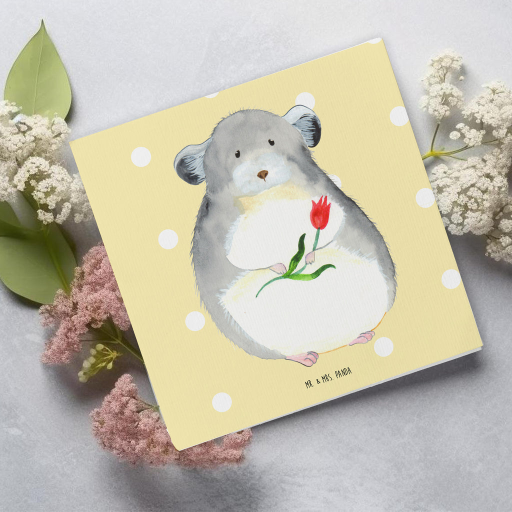 Deluxe Karte Chinchilla Blume Karte, Grußkarte, Klappkarte, Einladungskarte, Glückwunschkarte, Hochzeitskarte, Geburtstagskarte, Hochwertige Grußkarte, Hochwertige Klappkarte, Tiermotive, Gute Laune, lustige Sprüche, Tiere, Chinchilla, Chinchillas, Liebeskummer, Kummer, Depressionen, traurig sein, Chaos, Glücklichsein, Büro, Büroalltag