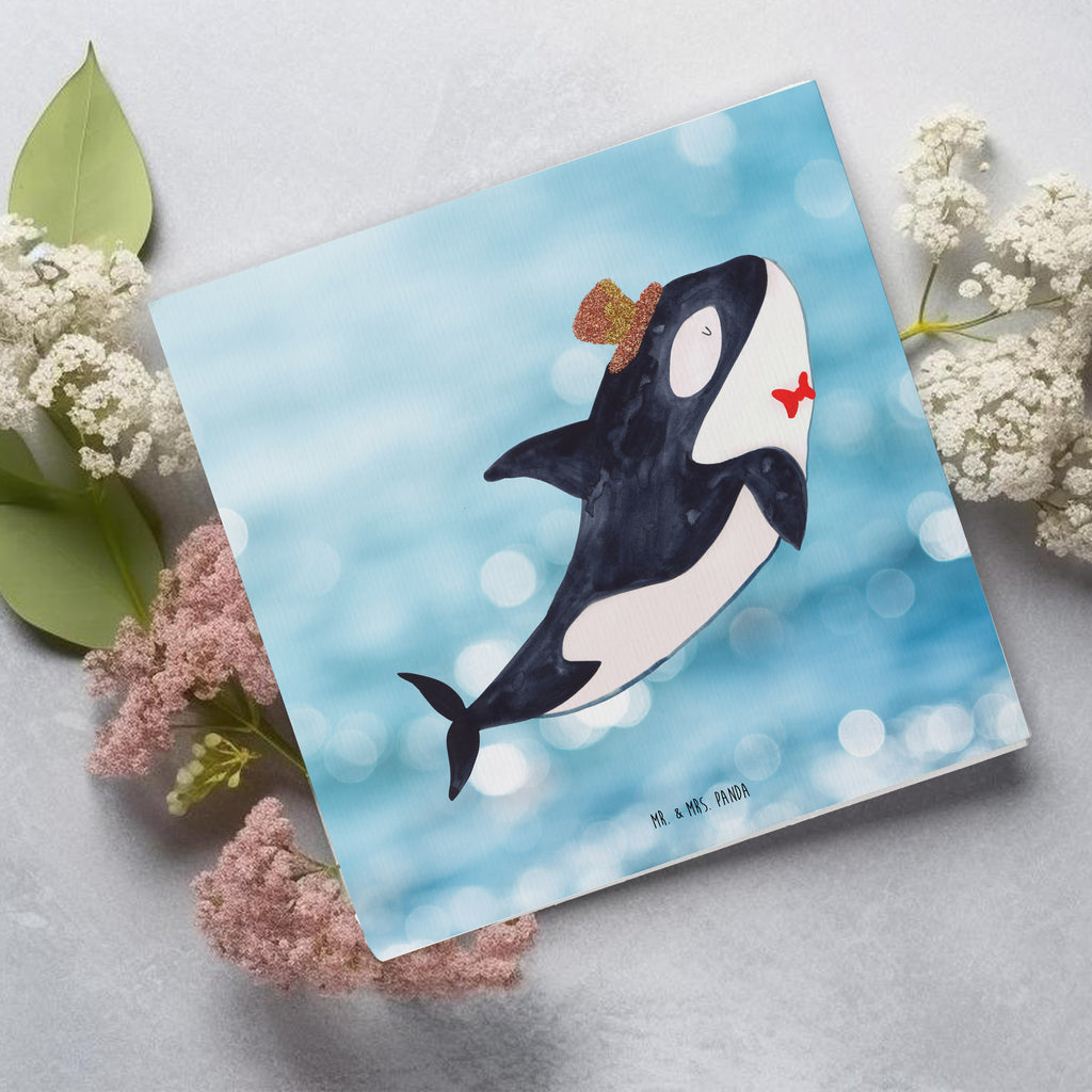 Deluxe Karte Orca Zylinder Karte, Grußkarte, Klappkarte, Einladungskarte, Glückwunschkarte, Hochzeitskarte, Geburtstagskarte, Hochwertige Grußkarte, Hochwertige Klappkarte, Meerestiere, Meer, Urlaub, Narwal, Glitter, Konfetti, Glitzer, Geburtstag, Feier, Fete, Fest, Glückwunsch, Orca