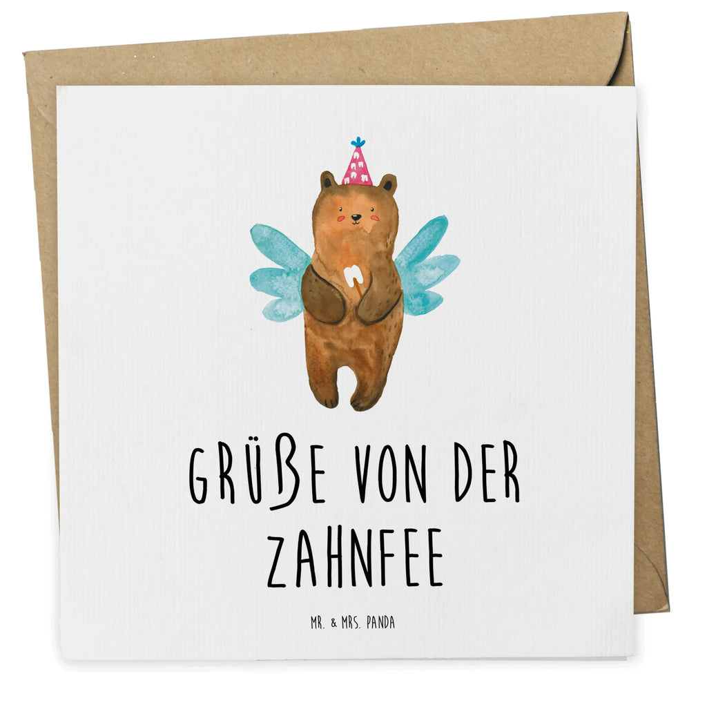 Deluxe Karte Bär Zahnfee Karte, Grußkarte, Klappkarte, Einladungskarte, Glückwunschkarte, Hochzeitskarte, Geburtstagskarte, Hochwertige Grußkarte, Hochwertige Klappkarte, Bär, Teddy, Teddybär, Zahnfee, Fee, Milchzahn, Erster Zahn