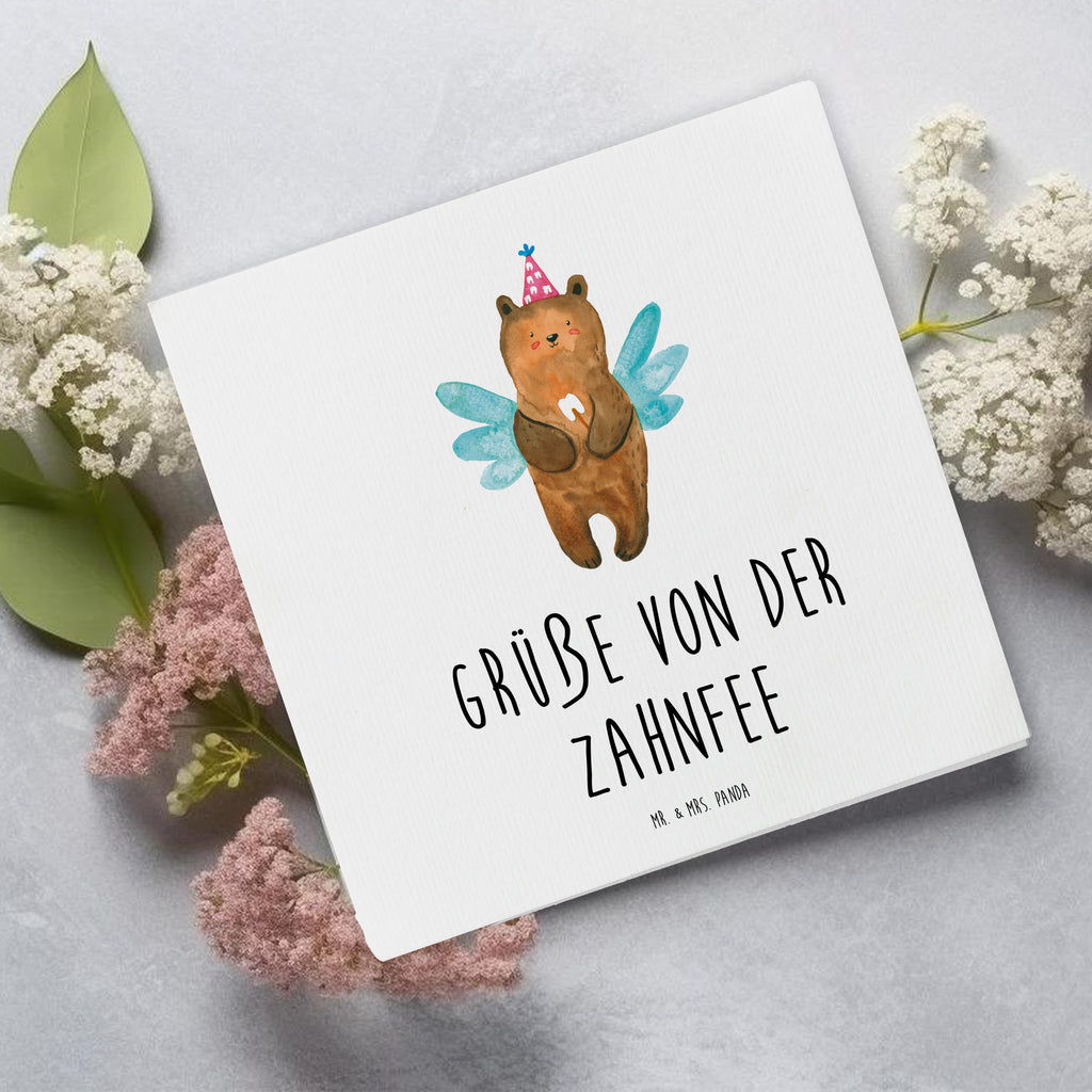 Deluxe Karte Bär Zahnfee Karte, Grußkarte, Klappkarte, Einladungskarte, Glückwunschkarte, Hochzeitskarte, Geburtstagskarte, Hochwertige Grußkarte, Hochwertige Klappkarte, Bär, Teddy, Teddybär, Zahnfee, Fee, Milchzahn, Erster Zahn