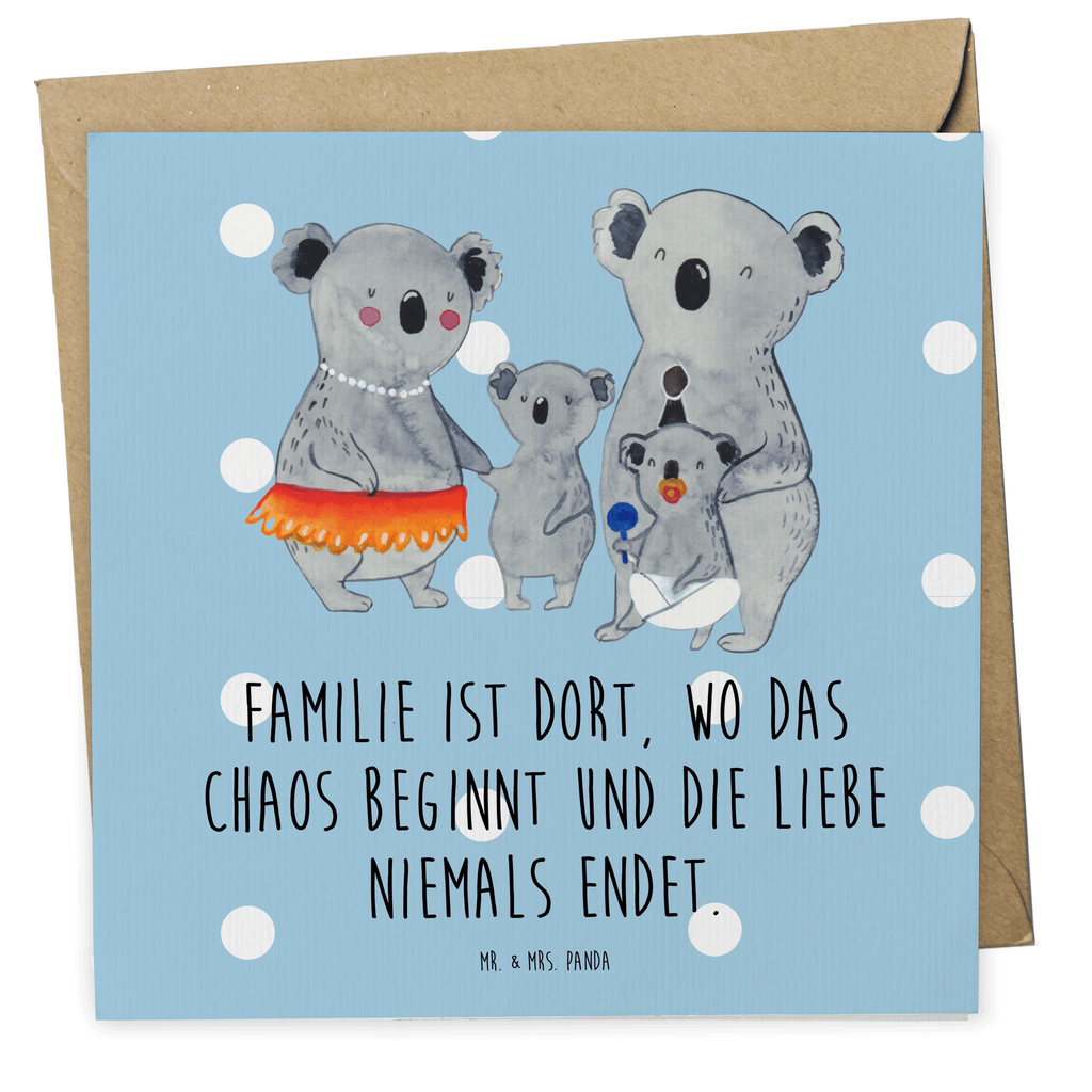 Deluxe Karte Koala Familie Karte, Grußkarte, Klappkarte, Einladungskarte, Glückwunschkarte, Hochzeitskarte, Geburtstagskarte, Hochwertige Grußkarte, Hochwertige Klappkarte, Familie, Vatertag, Muttertag, Bruder, Schwester, Mama, Papa, Oma, Opa, Koala, Koalas, Family, Kinder, Geschwister, Familienleben