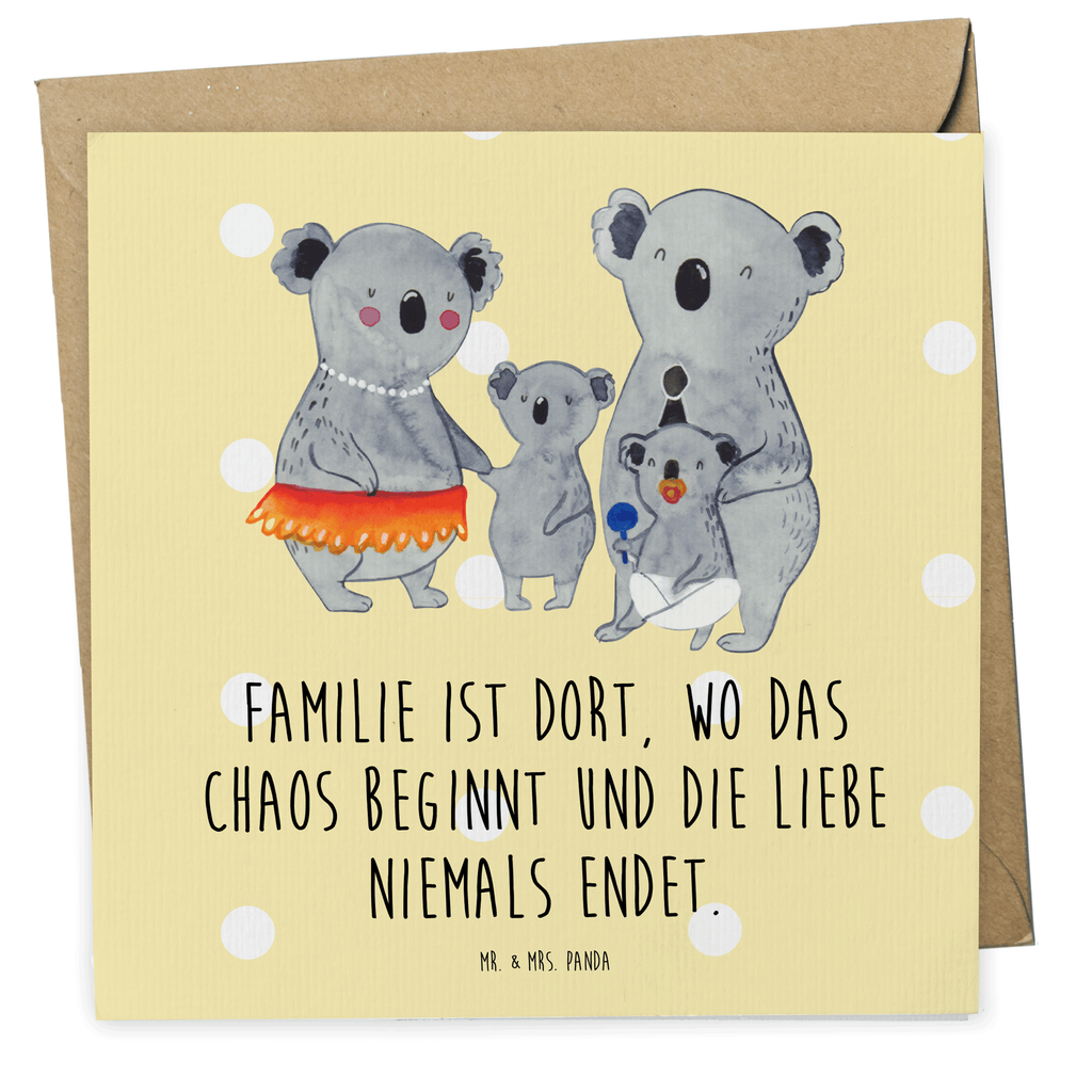 Deluxe Karte Koala Familie Karte, Grußkarte, Klappkarte, Einladungskarte, Glückwunschkarte, Hochzeitskarte, Geburtstagskarte, Hochwertige Grußkarte, Hochwertige Klappkarte, Familie, Vatertag, Muttertag, Bruder, Schwester, Mama, Papa, Oma, Opa, Koala, Koalas, Family, Kinder, Geschwister, Familienleben