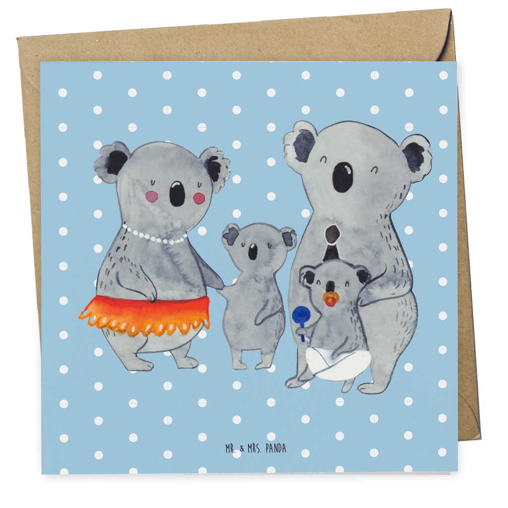 Deluxe Karte Koala Familie Karte, Grußkarte, Klappkarte, Einladungskarte, Glückwunschkarte, Hochzeitskarte, Geburtstagskarte, Hochwertige Grußkarte, Hochwertige Klappkarte, Familie, Vatertag, Muttertag, Bruder, Schwester, Mama, Papa, Oma, Opa, Koala, Koalas, Family, Kinder, Geschwister, Familienleben