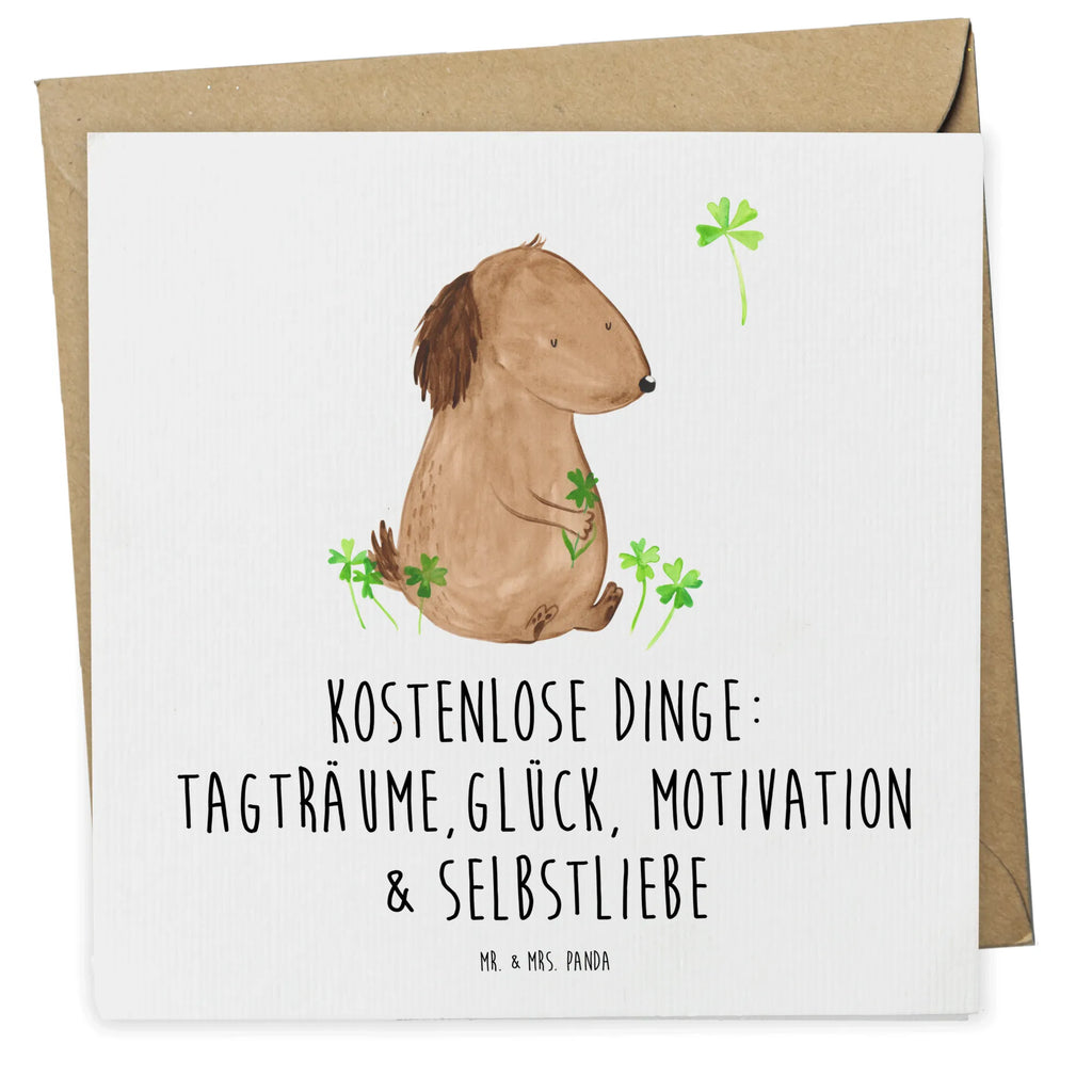 Deluxe Karte Hund Kleeblatt Karte, Grußkarte, Klappkarte, Einladungskarte, Glückwunschkarte, Hochzeitskarte, Geburtstagskarte, Hochwertige Grußkarte, Hochwertige Klappkarte, Hund, Hundemotiv, Haustier, Hunderasse, Tierliebhaber, Hundebesitzer, Sprüche, Kleeblatt, Glück, Tagträume, Motivation, Neuanfang, Geschenk, Glücksbringer, Selbstliebe, Achtsamkeit