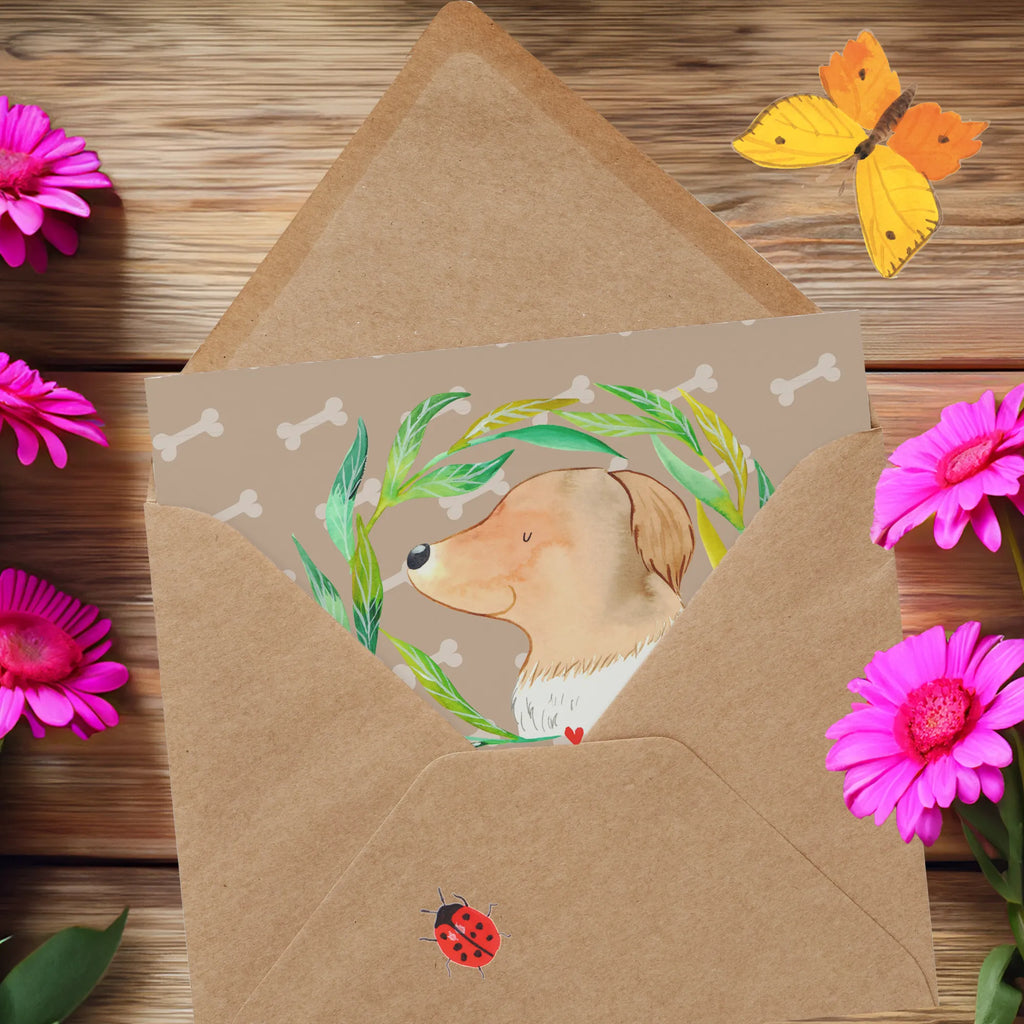 Deluxe Karte Hund Blumen Karte, Grußkarte, Klappkarte, Einladungskarte, Glückwunschkarte, Hochzeitskarte, Geburtstagskarte, Hochwertige Grußkarte, Hochwertige Klappkarte, Hund, Hundemotiv, Haustier, Hunderasse, Tierliebhaber, Hundebesitzer, Sprüche, Ranke, Therapie, Selbsttherapie, Hundeliebe, Hundeglück, Hunde