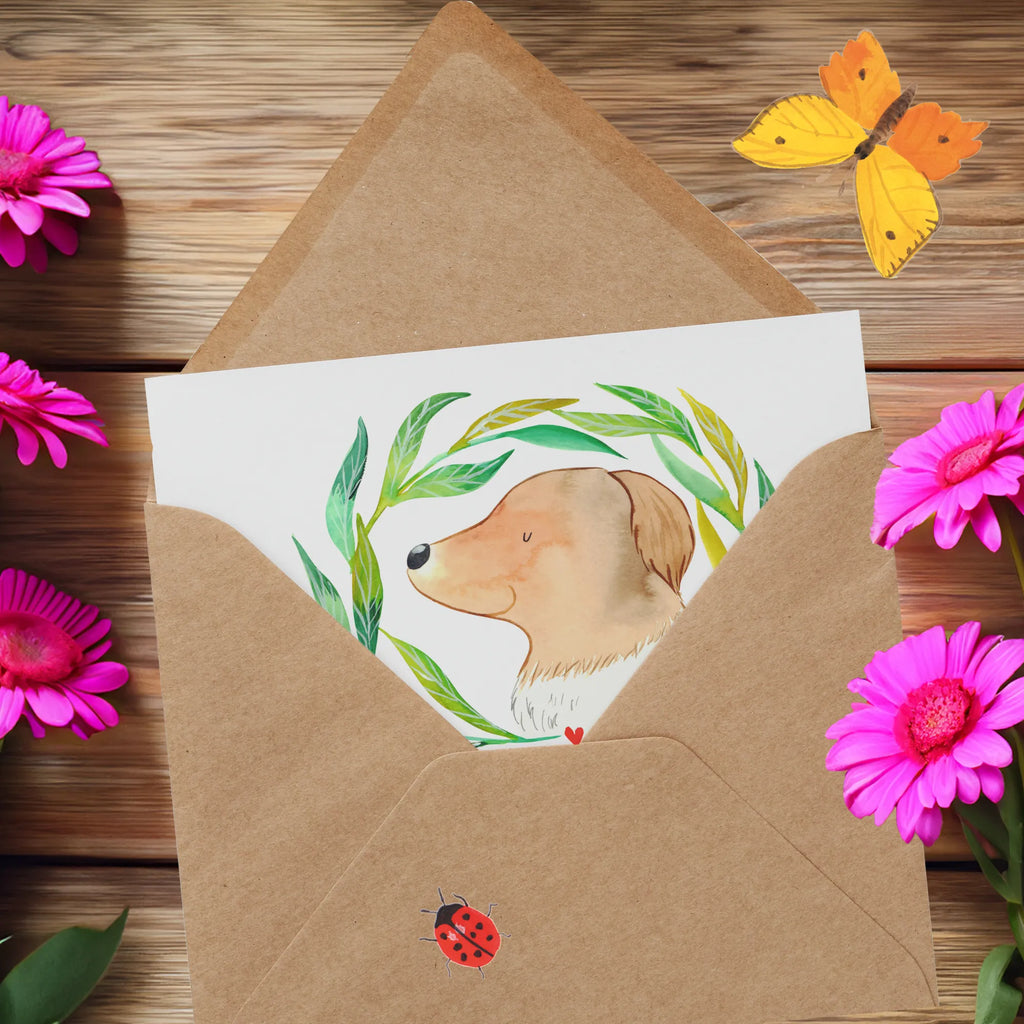 Deluxe Karte Hund Blumen Karte, Grußkarte, Klappkarte, Einladungskarte, Glückwunschkarte, Hochzeitskarte, Geburtstagskarte, Hochwertige Grußkarte, Hochwertige Klappkarte, Hund, Hundemotiv, Haustier, Hunderasse, Tierliebhaber, Hundebesitzer, Sprüche, Ranke, Therapie, Selbsttherapie, Hundeliebe, Hundeglück, Hunde