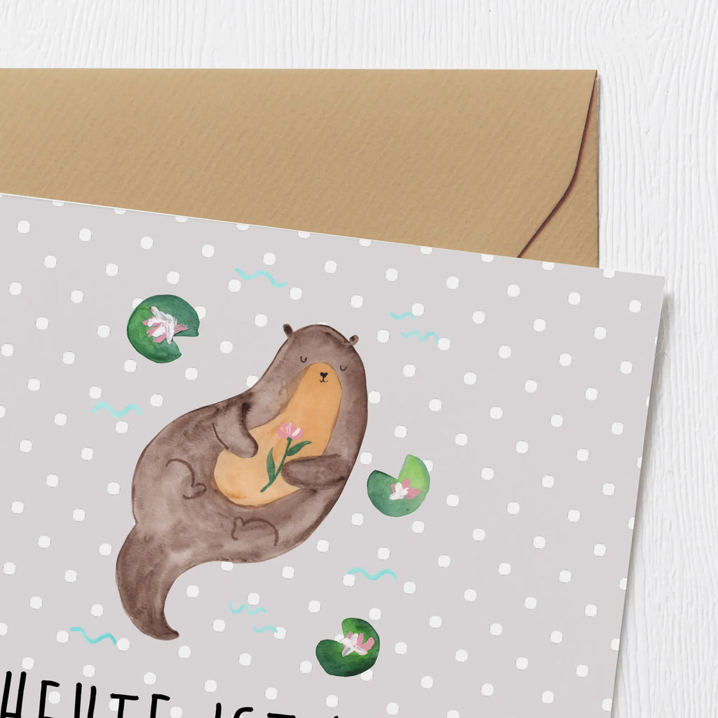 Deluxe Karte Otter Seerose Karte, Grußkarte, Klappkarte, Einladungskarte, Glückwunschkarte, Hochzeitskarte, Geburtstagskarte, Hochwertige Grußkarte, Hochwertige Klappkarte, Otter, Fischotter, Seeotter, Otter Seeotter See Otter