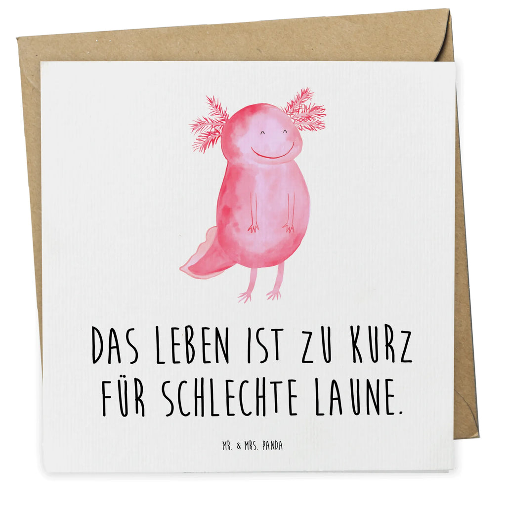 Deluxe Karte Axolotl Glücklich Karte, Grußkarte, Klappkarte, Einladungskarte, Glückwunschkarte, Hochzeitskarte, Geburtstagskarte, Hochwertige Grußkarte, Hochwertige Klappkarte, Axolotl, Molch, Axolot, Schwanzlurch, Lurch, Lurche, Motivation, gute Laune