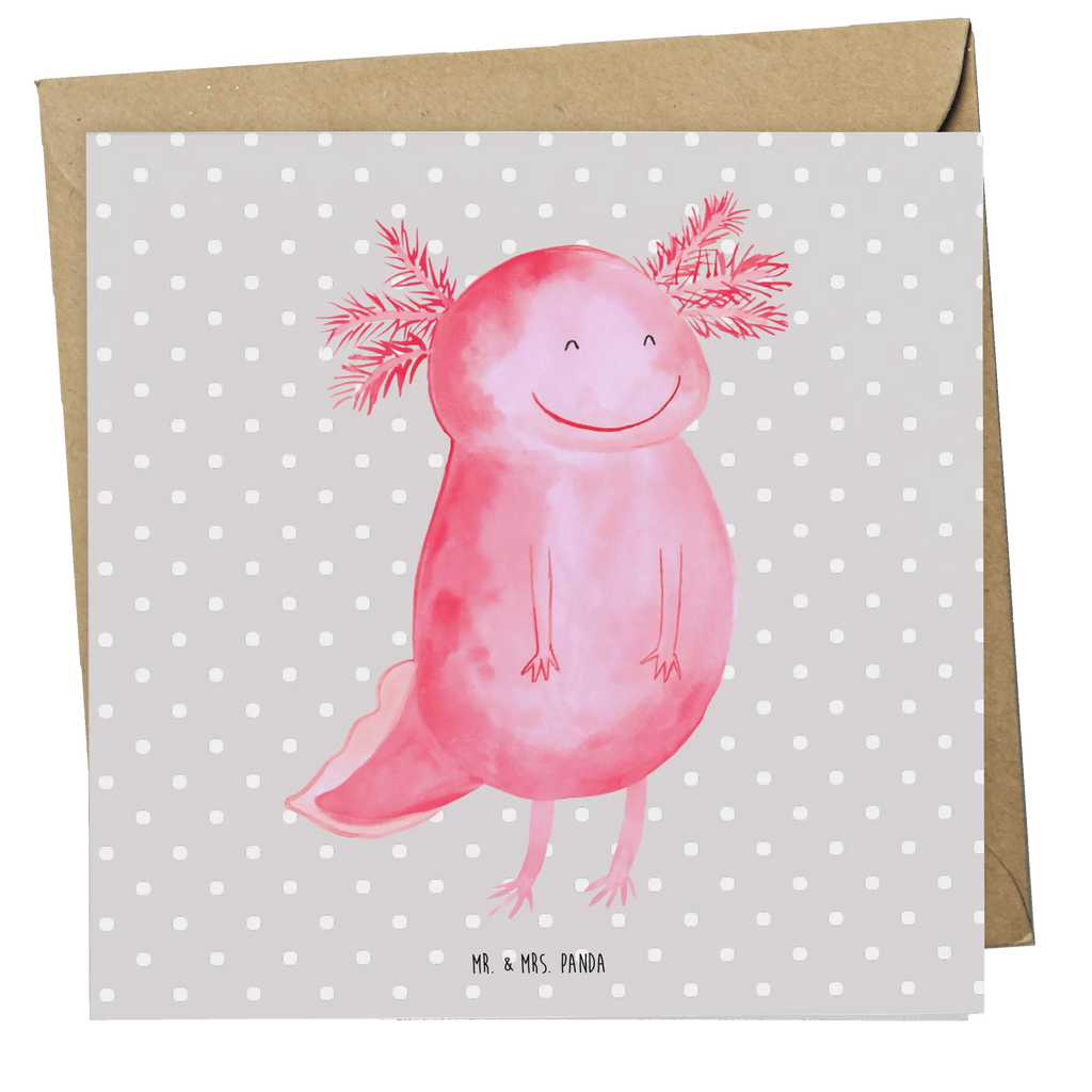 Deluxe Karte Axolotl Glücklich Karte, Grußkarte, Klappkarte, Einladungskarte, Glückwunschkarte, Hochzeitskarte, Geburtstagskarte, Hochwertige Grußkarte, Hochwertige Klappkarte, Axolotl, Molch, Axolot, Schwanzlurch, Lurch, Lurche, Motivation, gute Laune