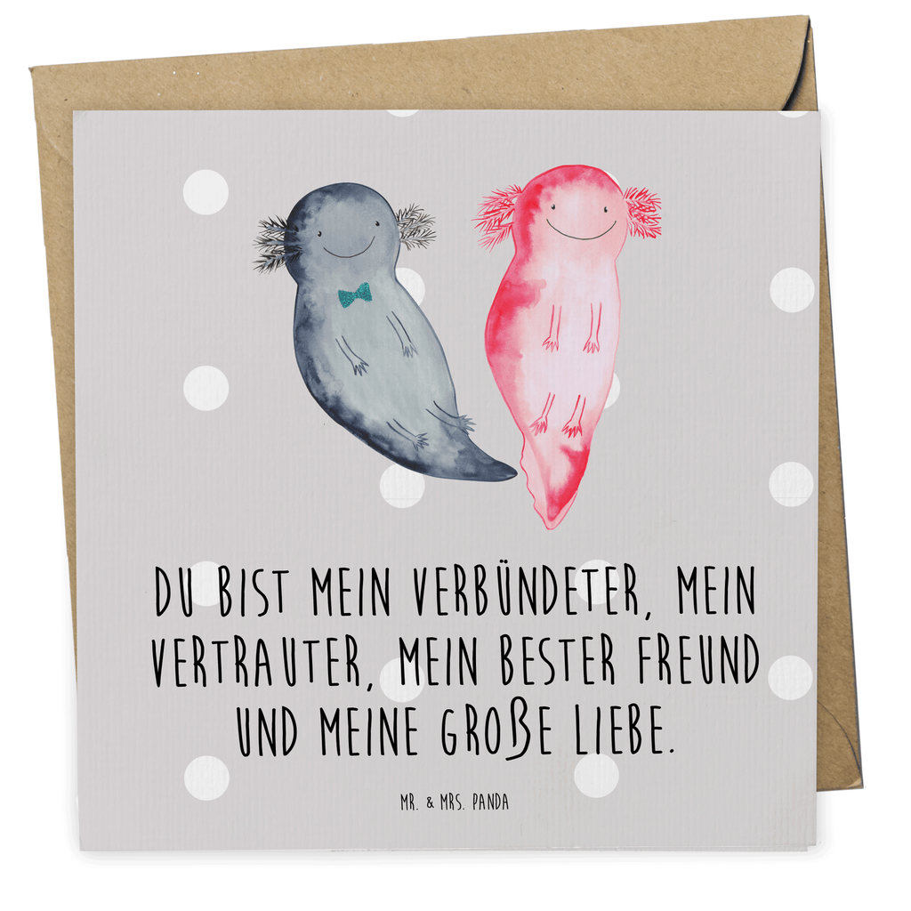 Deluxe Karte Axolotl Freundin Karte, Grußkarte, Klappkarte, Einladungskarte, Glückwunschkarte, Hochzeitskarte, Geburtstagskarte, Hochwertige Grußkarte, Hochwertige Klappkarte, Axolotl, Molch, Axolot, Schwanzlurch, Lurch, Lurche, Liebe, große Liebe, Liebesbeweis, Freund, Verlobter, Ehemann, Jahrestag, Valentinstag