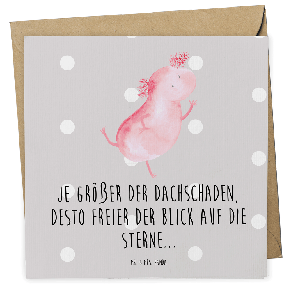 Deluxe Karte Axolotl Tanzen Karte, Grußkarte, Klappkarte, Einladungskarte, Glückwunschkarte, Hochzeitskarte, Geburtstagskarte, Hochwertige Grußkarte, Hochwertige Klappkarte, Axolotl, Molch, Axolot, Schwanzlurch, Lurch, Lurche, Dachschaden, Sterne, verrückt, Freundin, beste Freundin