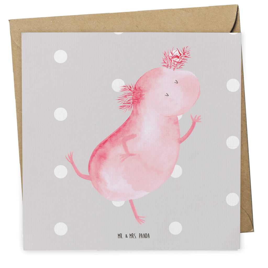 Deluxe Karte Axolotl Tanzen Karte, Grußkarte, Klappkarte, Einladungskarte, Glückwunschkarte, Hochzeitskarte, Geburtstagskarte, Hochwertige Grußkarte, Hochwertige Klappkarte, Axolotl, Molch, Axolot, Schwanzlurch, Lurch, Lurche, Dachschaden, Sterne, verrückt, Freundin, beste Freundin