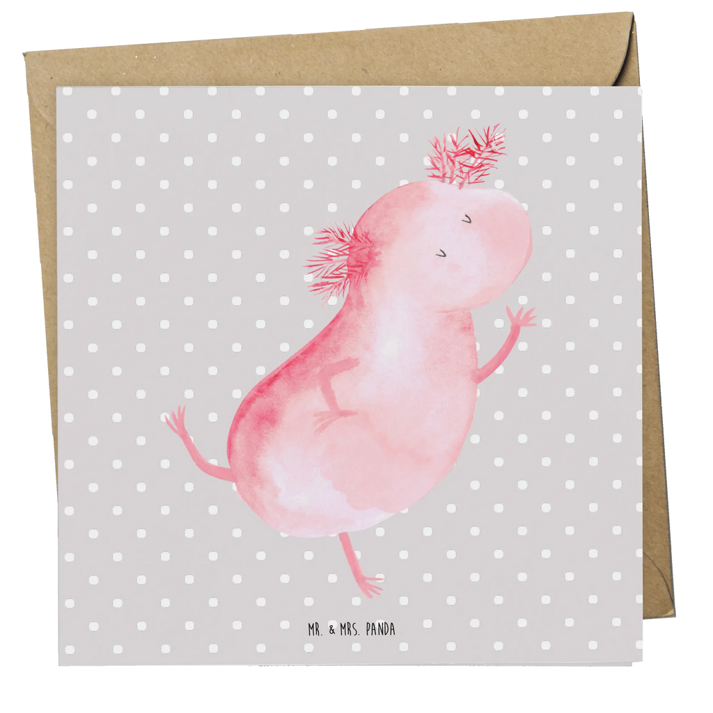 Deluxe Karte Axolotl Tanzen Karte, Grußkarte, Klappkarte, Einladungskarte, Glückwunschkarte, Hochzeitskarte, Geburtstagskarte, Hochwertige Grußkarte, Hochwertige Klappkarte, Axolotl, Molch, Axolot, Schwanzlurch, Lurch, Lurche, Dachschaden, Sterne, verrückt, Freundin, beste Freundin