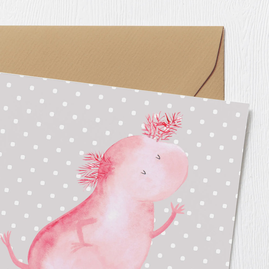 Deluxe Karte Axolotl Tanzen Karte, Grußkarte, Klappkarte, Einladungskarte, Glückwunschkarte, Hochzeitskarte, Geburtstagskarte, Hochwertige Grußkarte, Hochwertige Klappkarte, Axolotl, Molch, Axolot, Schwanzlurch, Lurch, Lurche, Dachschaden, Sterne, verrückt, Freundin, beste Freundin