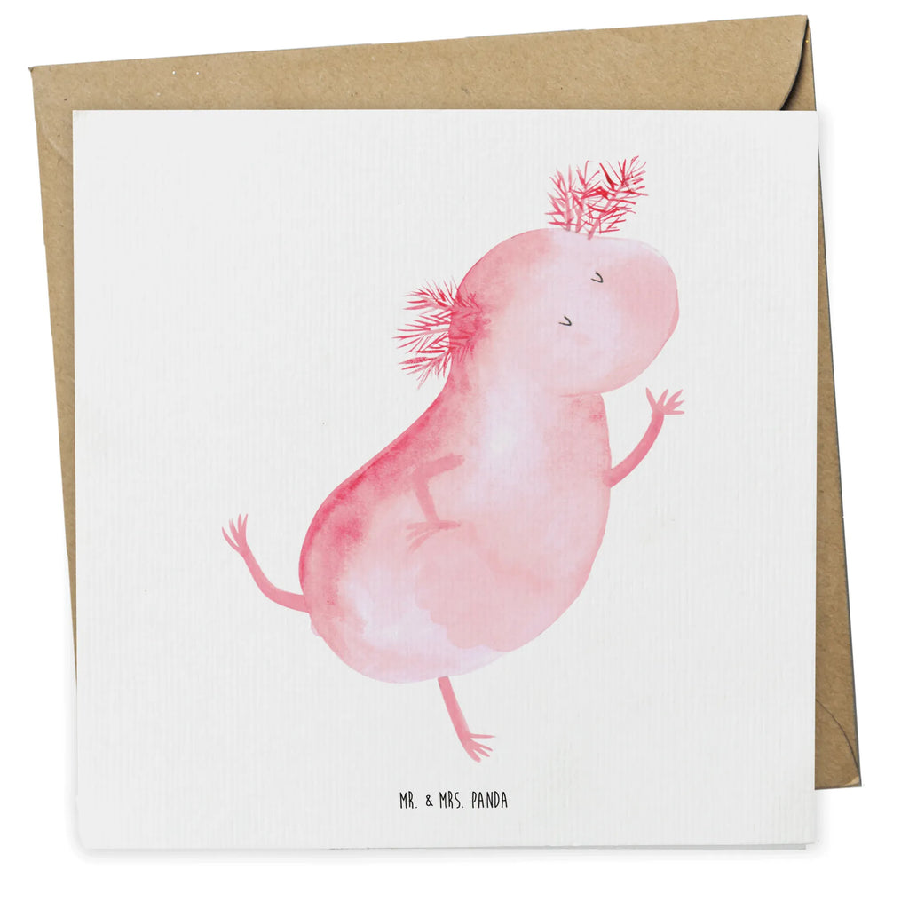 Deluxe Karte Axolotl Tanzen Karte, Grußkarte, Klappkarte, Einladungskarte, Glückwunschkarte, Hochzeitskarte, Geburtstagskarte, Hochwertige Grußkarte, Hochwertige Klappkarte, Axolotl, Molch, Axolot, Schwanzlurch, Lurch, Lurche, Dachschaden, Sterne, verrückt, Freundin, beste Freundin