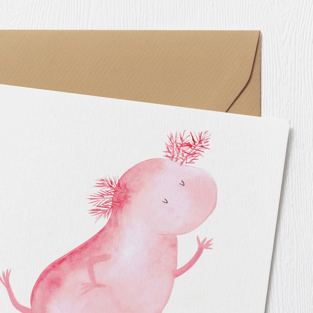 Deluxe Karte Axolotl Tanzen Karte, Grußkarte, Klappkarte, Einladungskarte, Glückwunschkarte, Hochzeitskarte, Geburtstagskarte, Hochwertige Grußkarte, Hochwertige Klappkarte, Axolotl, Molch, Axolot, Schwanzlurch, Lurch, Lurche, Dachschaden, Sterne, verrückt, Freundin, beste Freundin