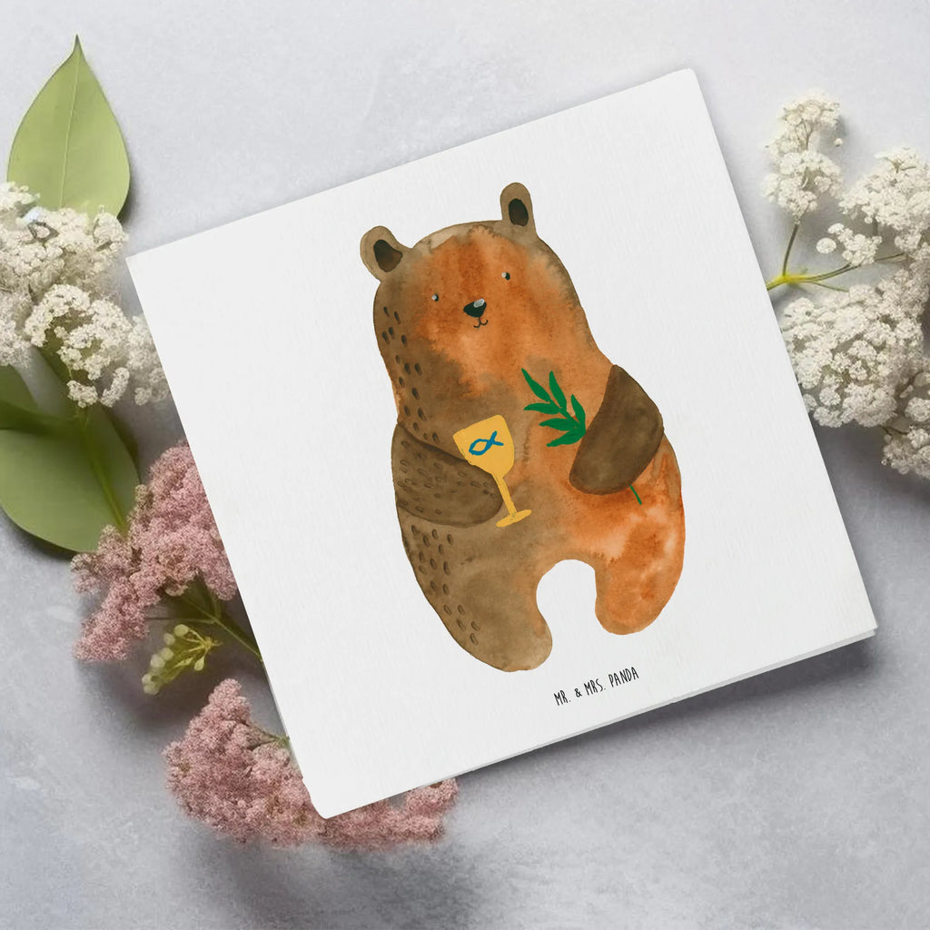 Deluxe Karte Bär Konfirmation Karte, Grußkarte, Klappkarte, Einladungskarte, Glückwunschkarte, Hochzeitskarte, Geburtstagskarte, Hochwertige Grußkarte, Hochwertige Klappkarte, Bär, Teddy, Teddybär, Konfirmation, Kirche, evangelisch, Gottesdienst