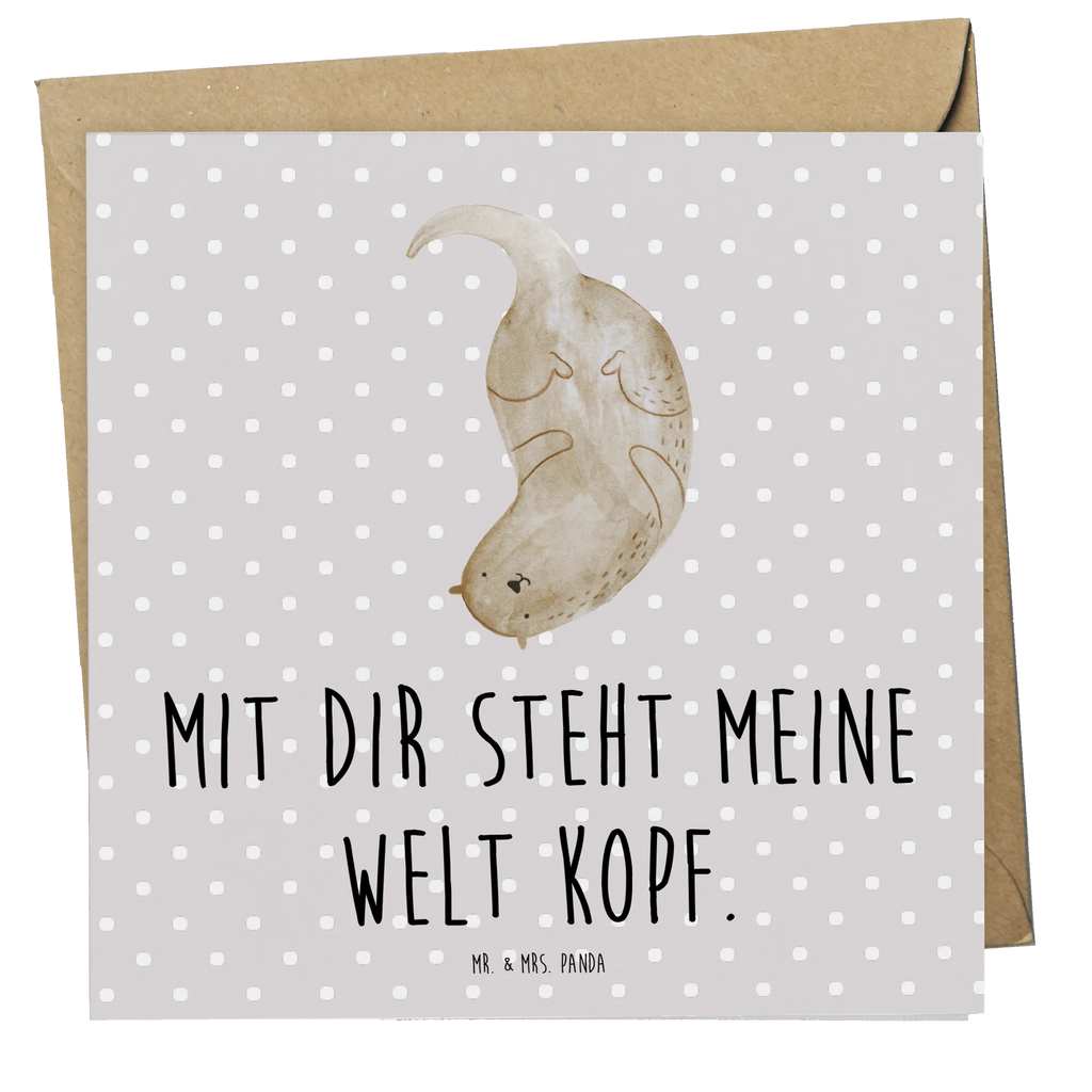 Deluxe Karte Otter Kopfüber Karte, Grußkarte, Klappkarte, Einladungskarte, Glückwunschkarte, Hochzeitskarte, Geburtstagskarte, Hochwertige Grußkarte, Hochwertige Klappkarte, Otter, Fischotter, Seeotter, Otter Seeotter See Otter