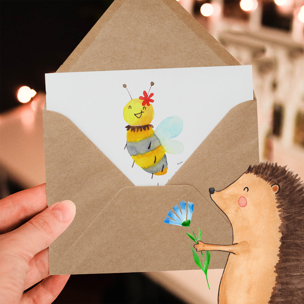Deluxe Karte Biene Blume Karte, Grußkarte, Klappkarte, Einladungskarte, Glückwunschkarte, Hochzeitskarte, Geburtstagskarte, Hochwertige Grußkarte, Hochwertige Klappkarte, Biene, Wespe, Hummel